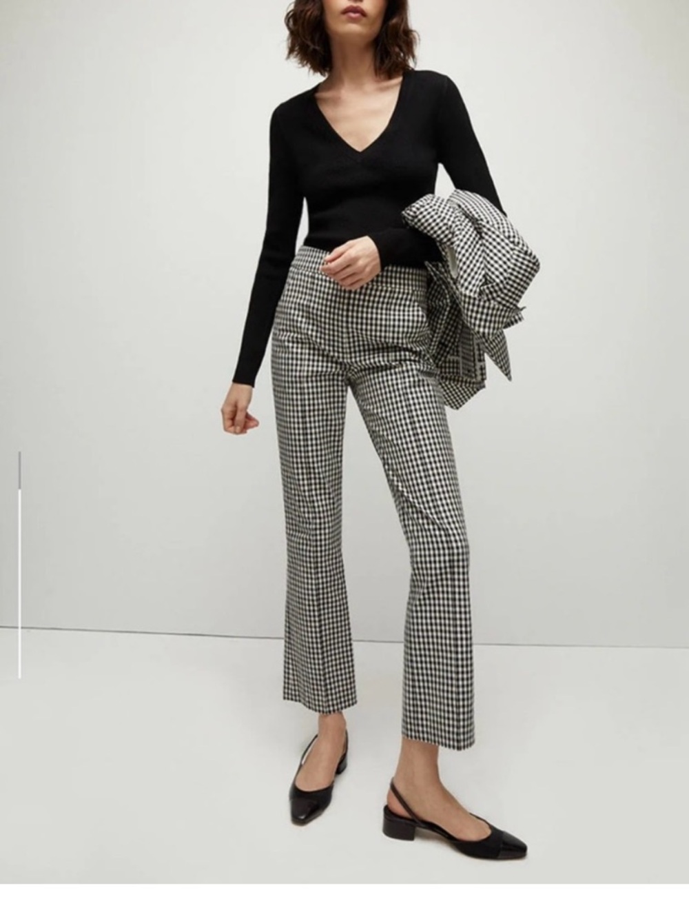 NWOT Veronica Beard Tani Gingham Black White Checkered Pants Size 4